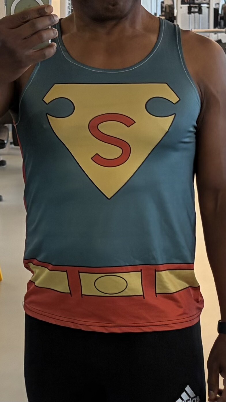 Verified buyer wearing the Old School S sleeveless compression shirt