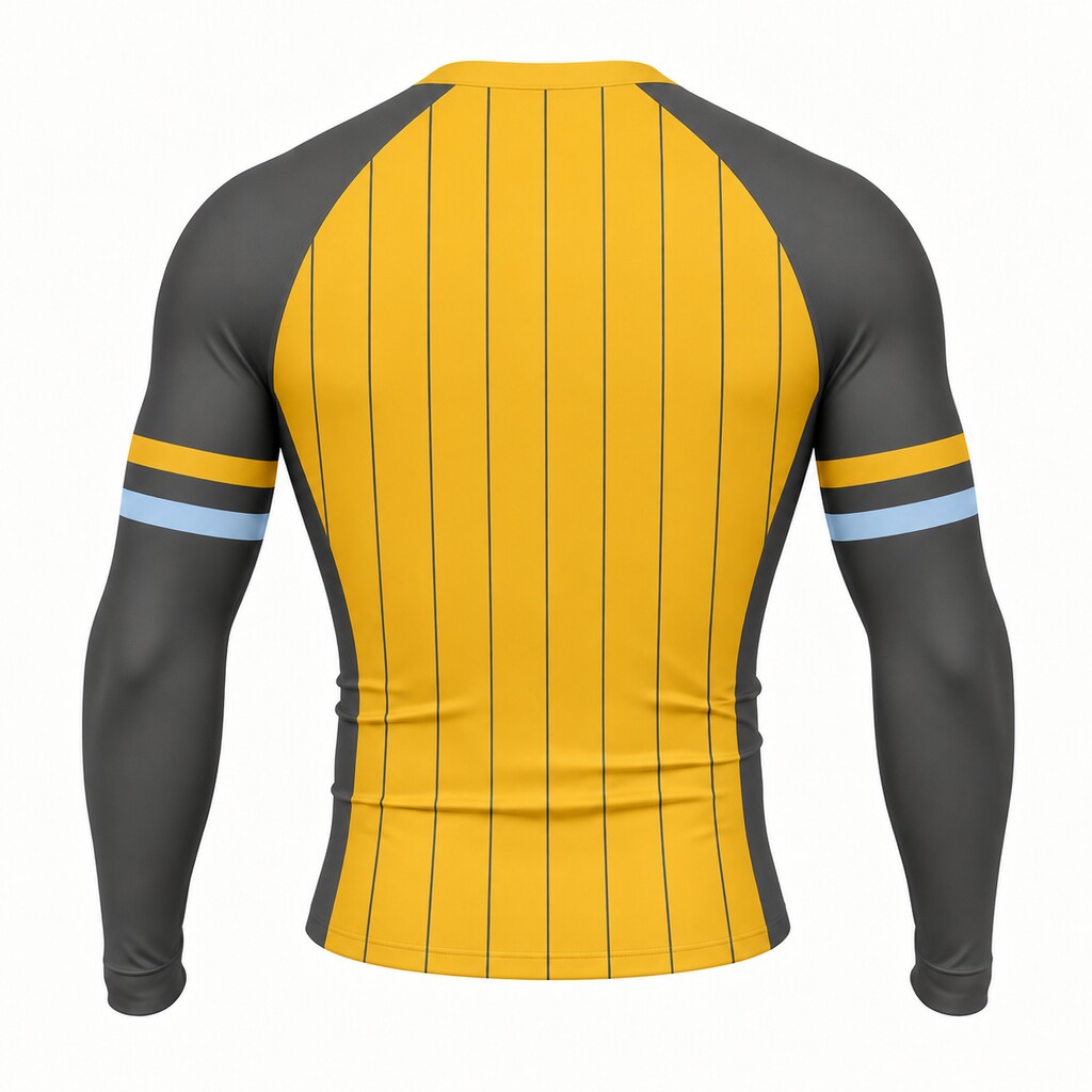Saffron Tapered Orange Customizable Long Sleeve Compression Shirt back customization preview