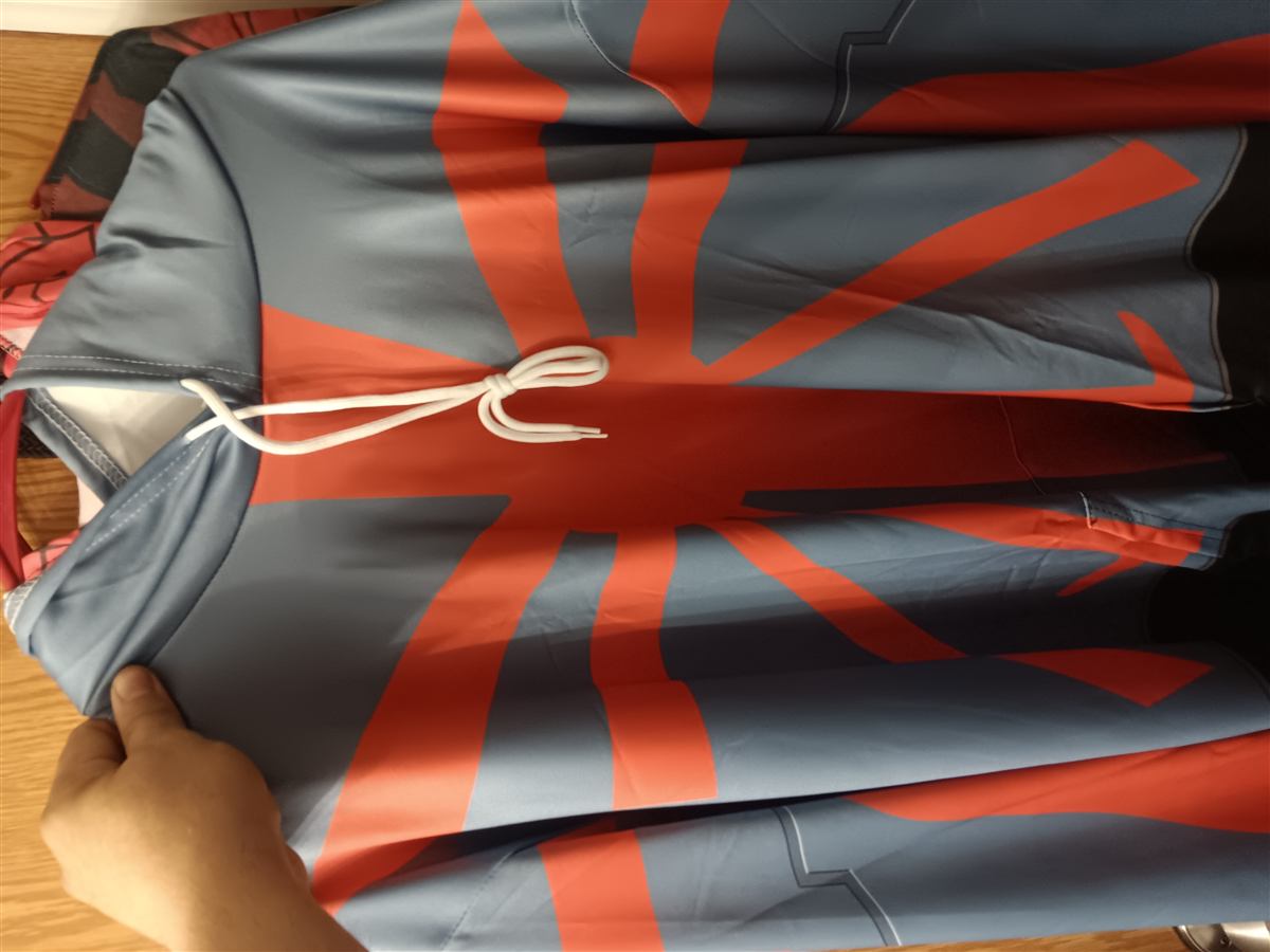 Verified buyer wearing the Rai Valiant cosplay hoodie