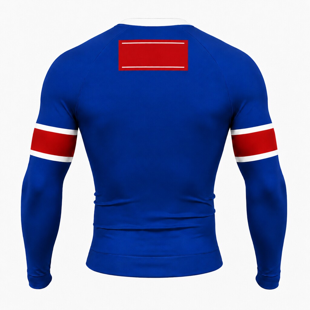Pearl Chest Slab Blue Customizable Long Sleeve Compression Shirt back customization preview