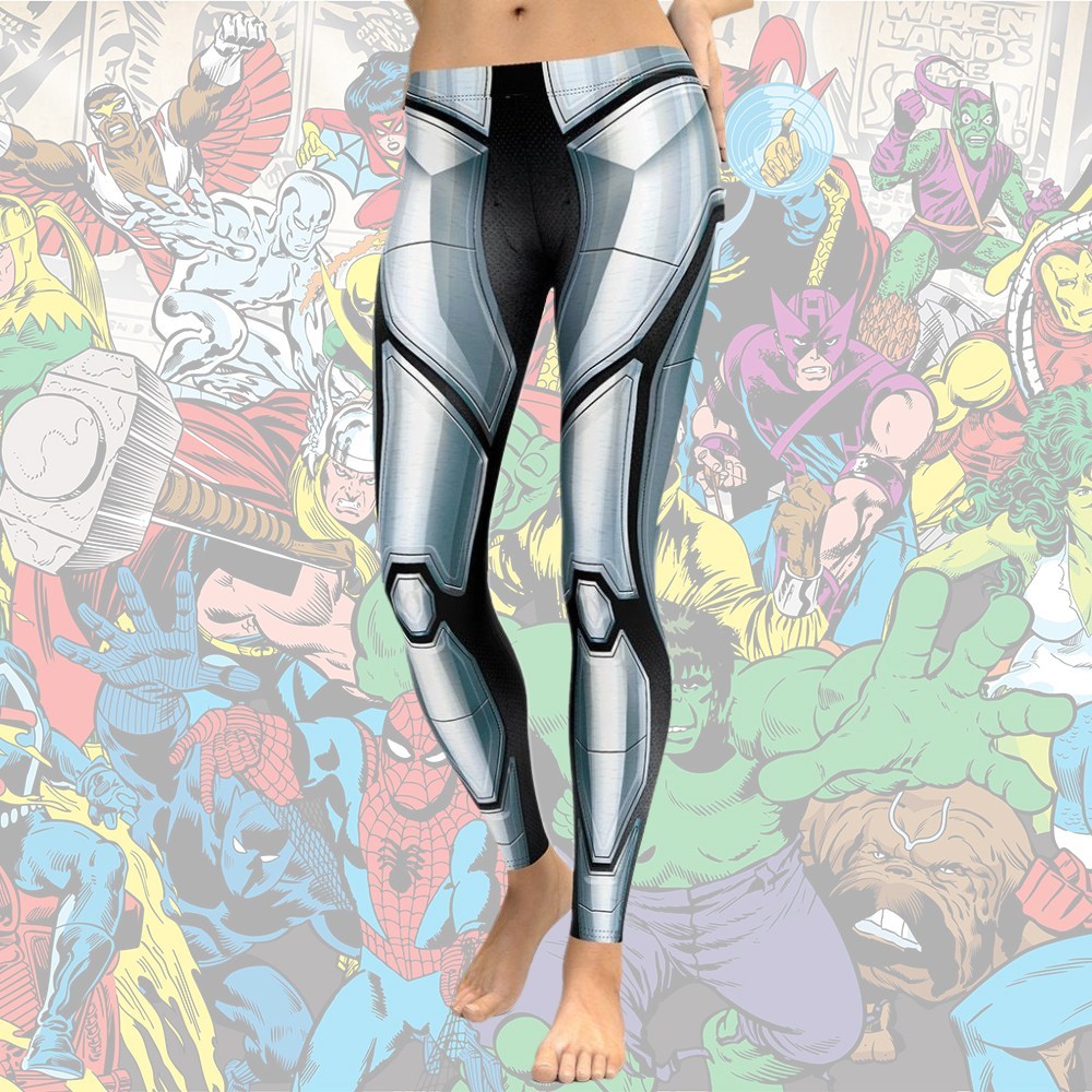 3D Iron Metal Armor lady Compression Legging
