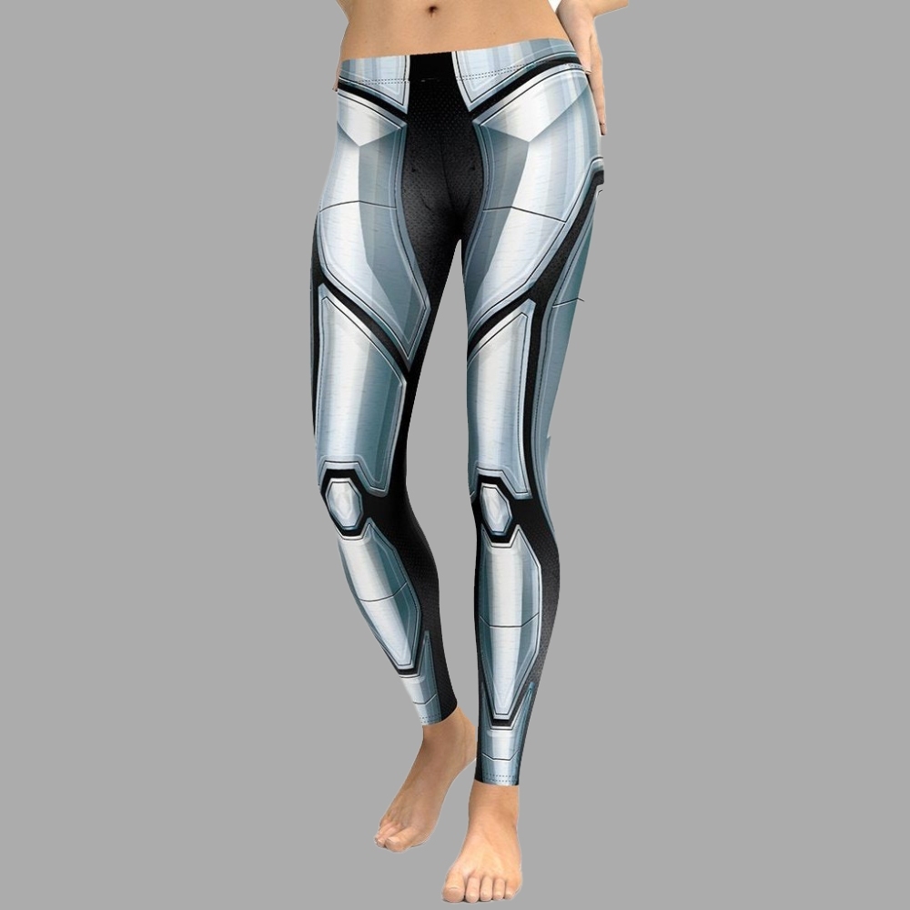 3D Iron Metal Armor lady Compression Legging
