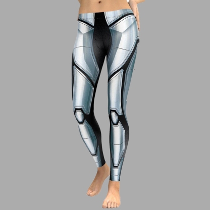 3D Iron Metal Armor lady Compression Legging