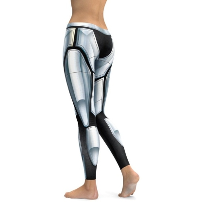 3D Iron Metal Armor lady Compression Legging