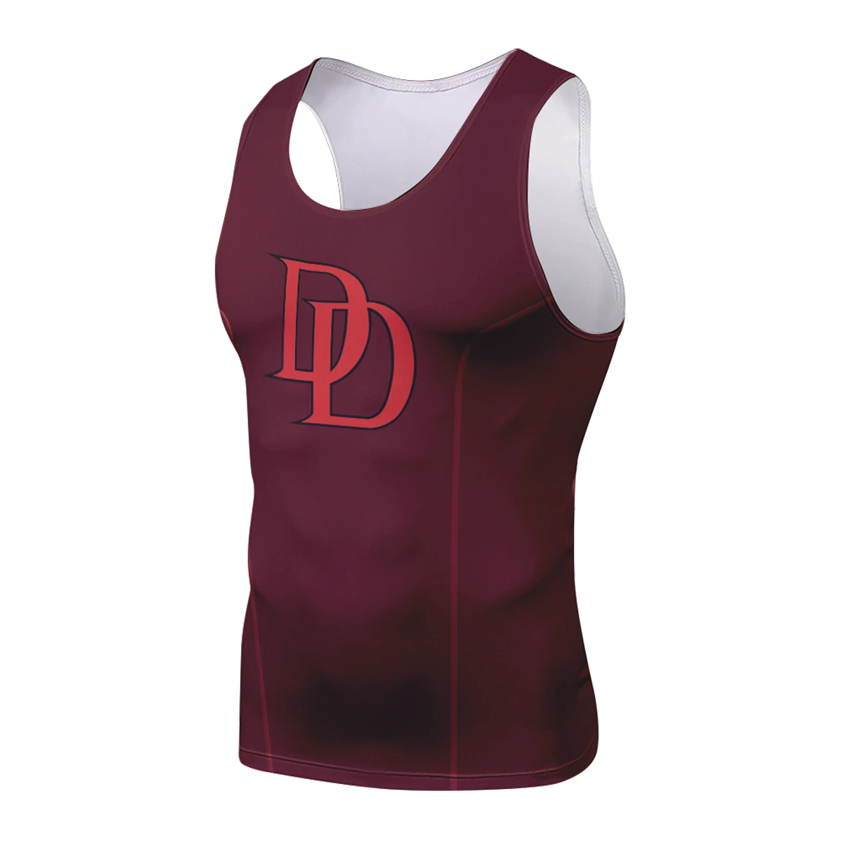 Burgundy custom sleeveless compression shirt design example