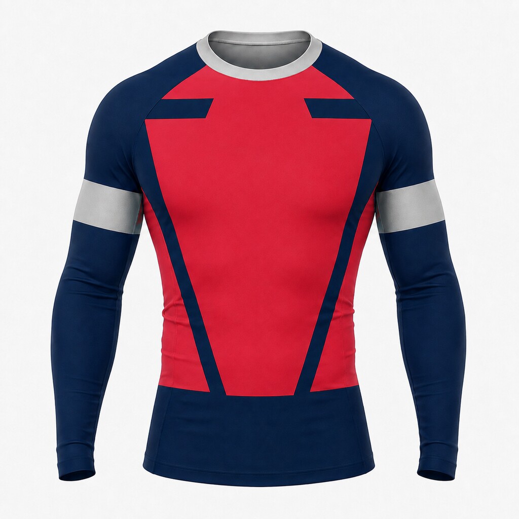 Keystone Window Navy Primary Red Accent Customizable Long Sleeve Compression Shirt front customization preview