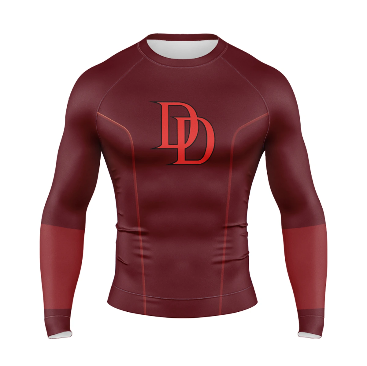 Burgundy custom long sleeve compression shirt design example