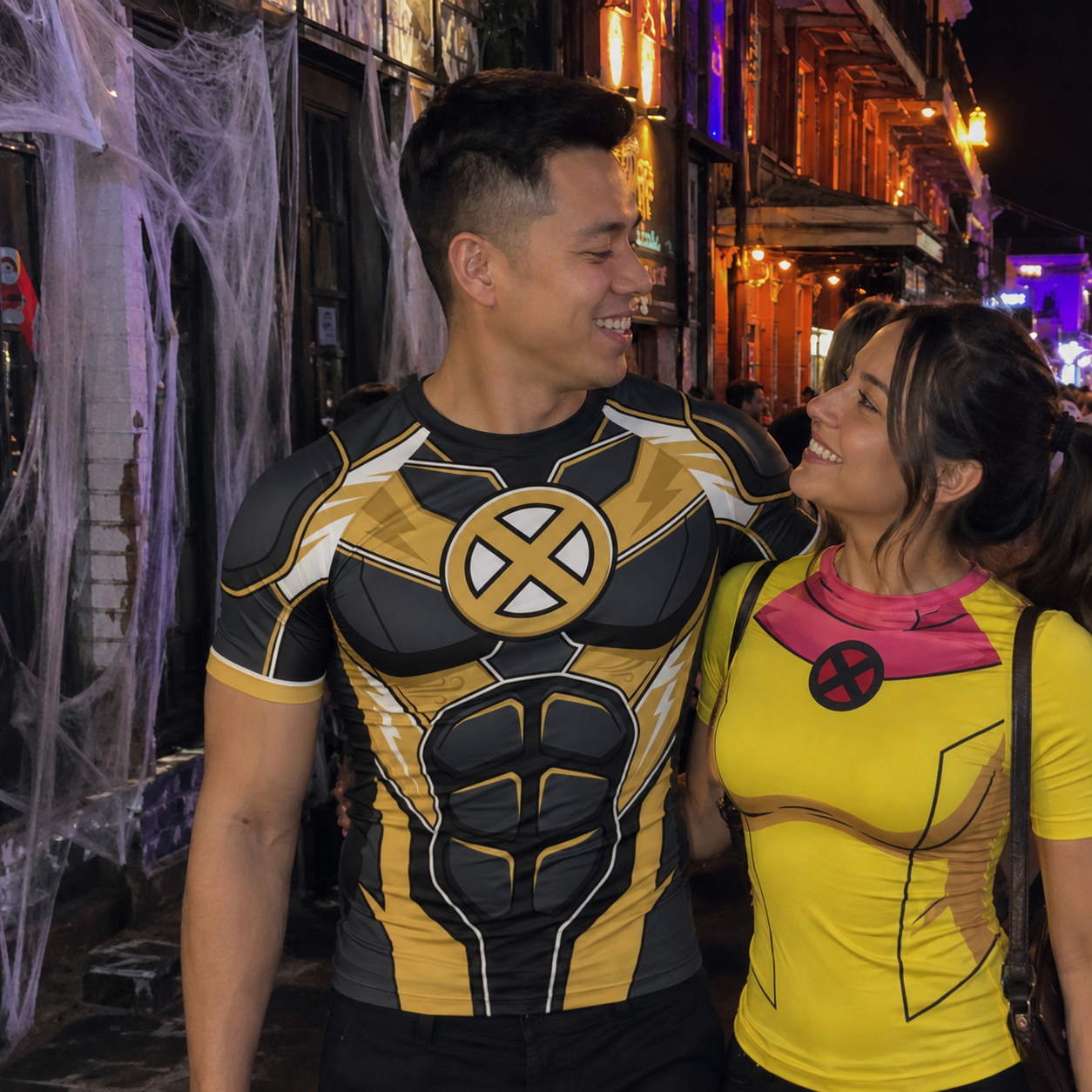 Ororo Munroe X Men Storm Superhero Shadow Stalker Segmented Plating Black And Gold Short Sleeve Compression Shirt