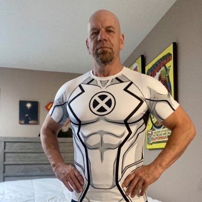 Charlie Cluster 7 X Men Fantomex Superhero Stealth Ops Sharp Contours Black White Red Short Sleeve Compression Shirt