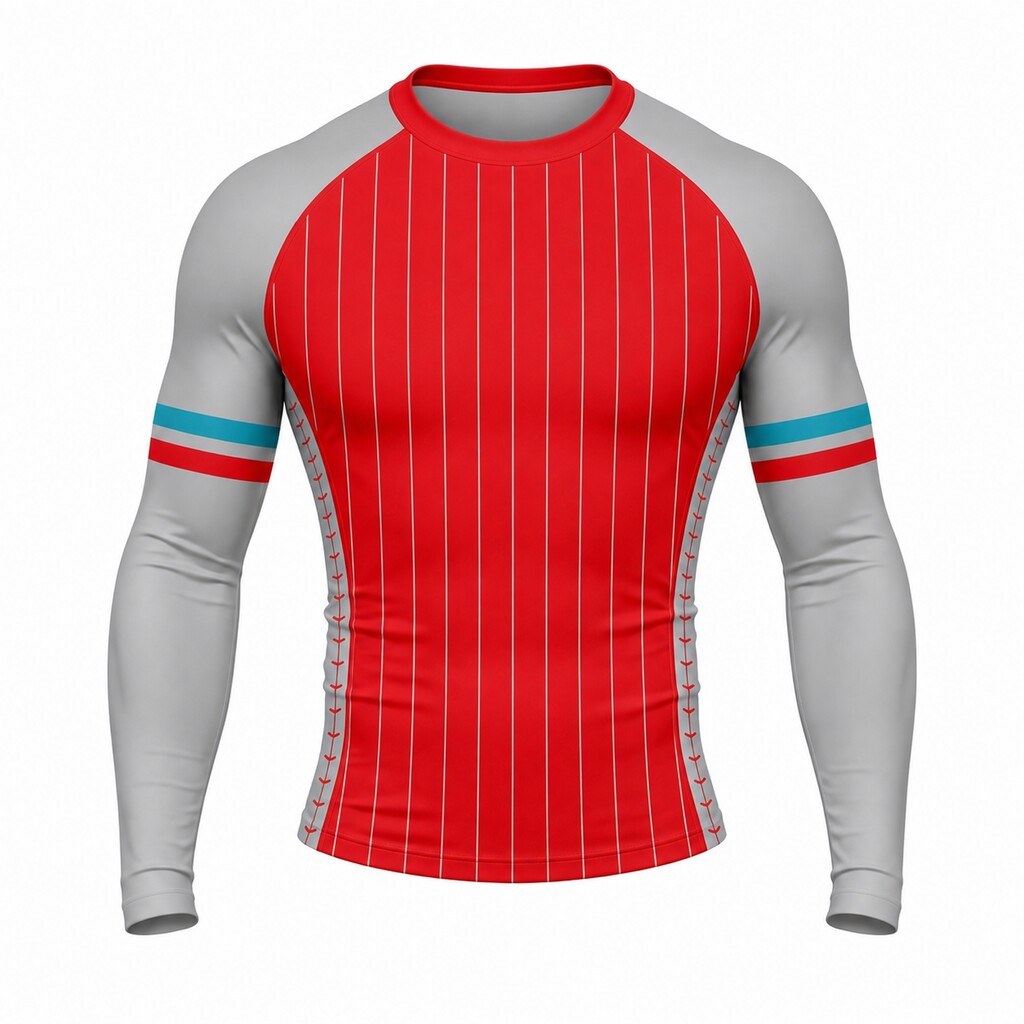 Ash Sharp Red Customizable Long Sleeve Compression Shirt front customization preview