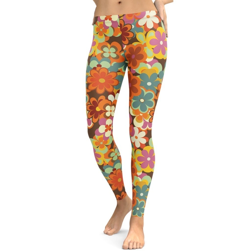 70S Flower Pattern lady Compression Legging