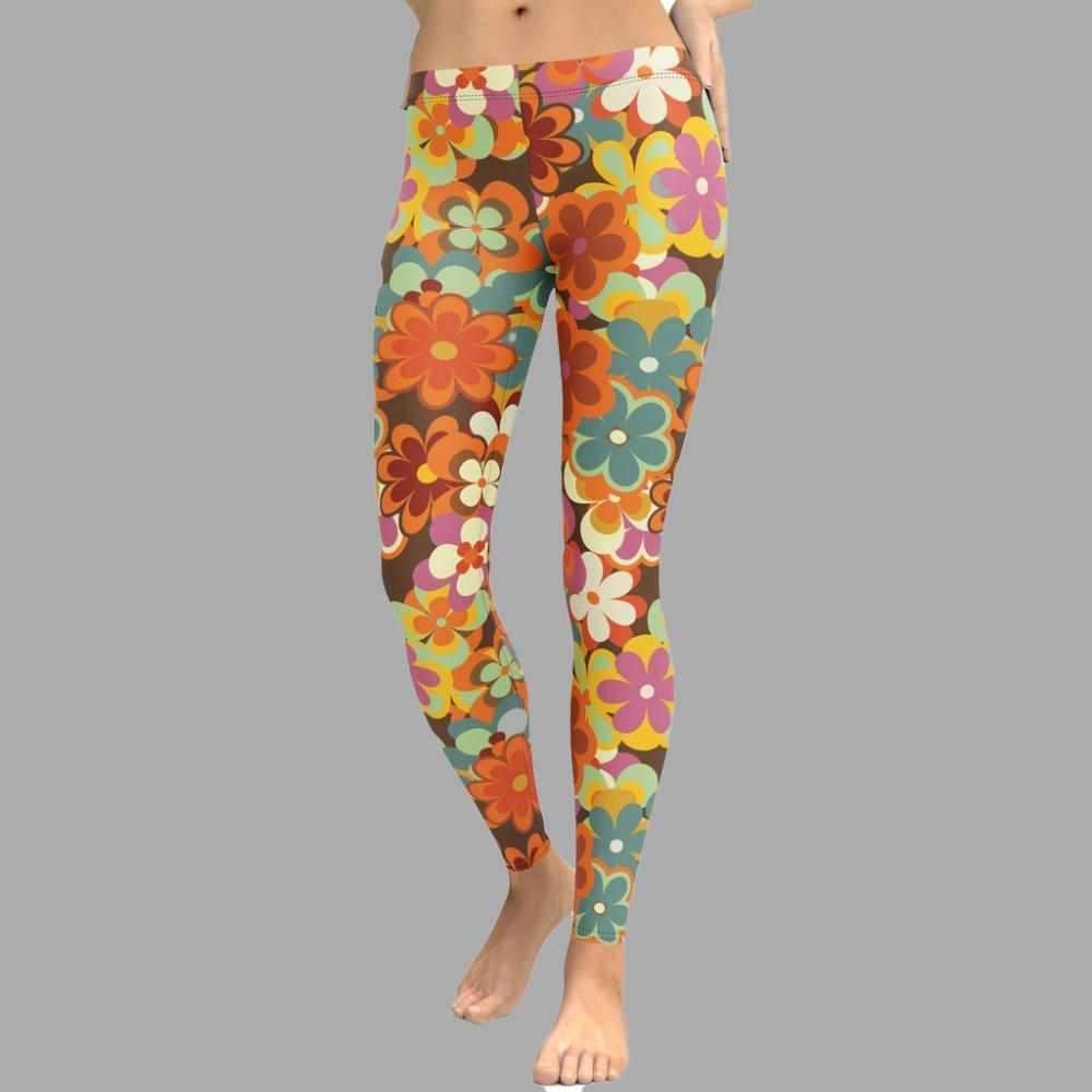 70S Flower Pattern lady Compression Legging