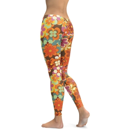 70S Flower Pattern lady Compression Legging