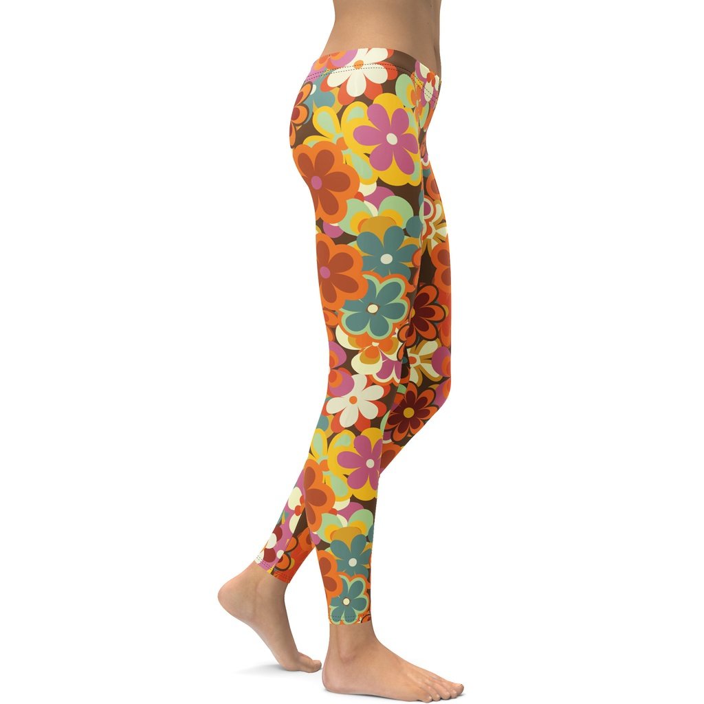 70S Flower Pattern lady Compression Legging