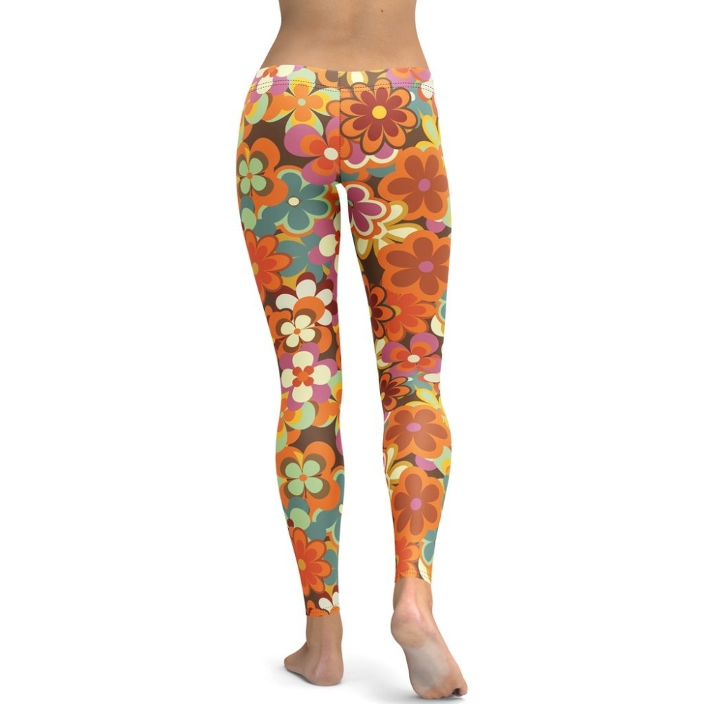70S Flower Pattern lady Compression Legging