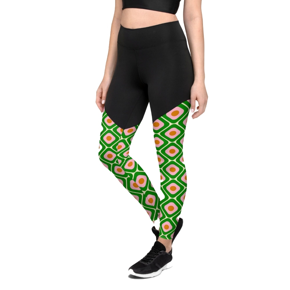 70S Retro Pattern Women Compression Legging