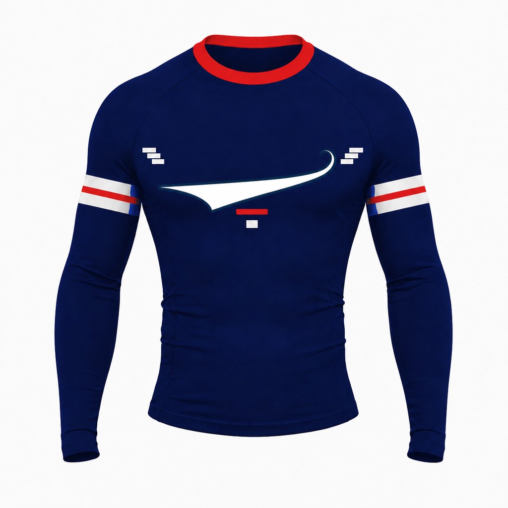 West Coast Clubhouse Crossbar Navy Customizable Long Sleeve Compression Shirt front customization preview