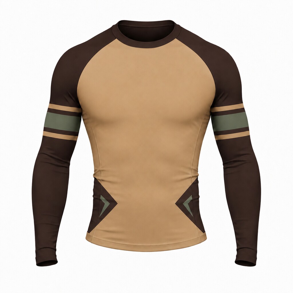 Sandstone Espresso Sage Throwback Raglan Side Block Orange Customizable Long Sleeve Compression Shirt front customization preview