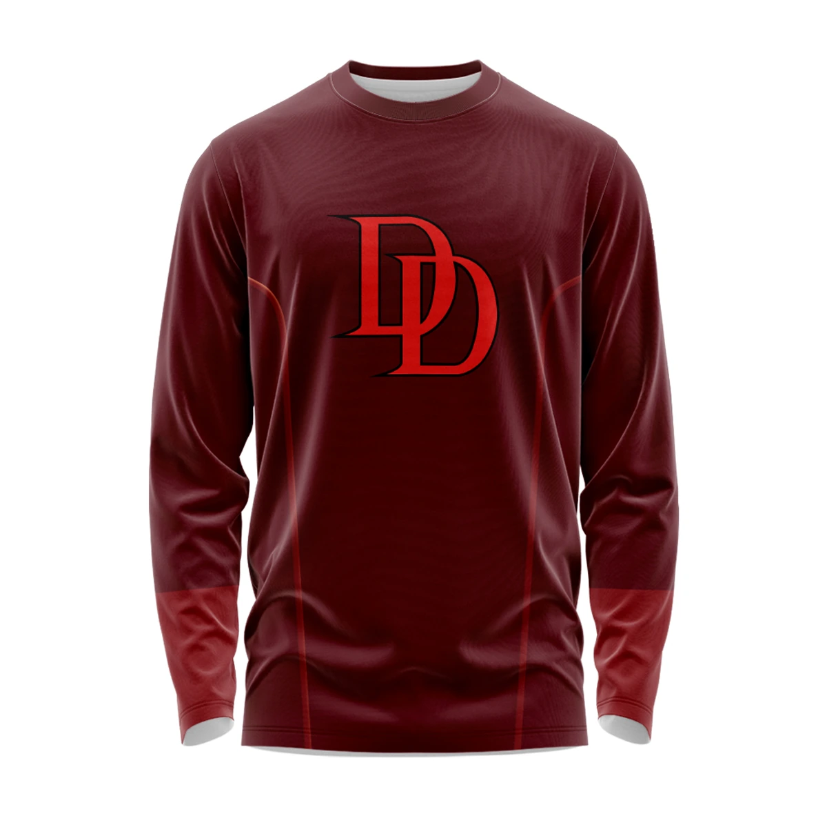 Burgundy custom long sleeve shirt design example