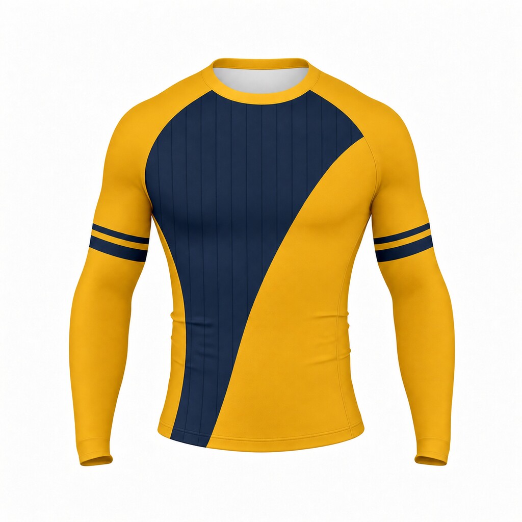 Midnight Bold Orange Customizable Long Sleeve Compression Shirt front customization preview