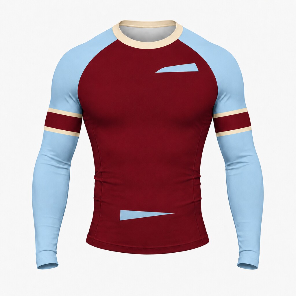 Offset Side Tabs Oxblood Customizable Long Sleeve Compression Shirt front customization preview
