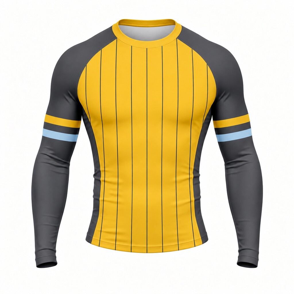 Saffron Tapered Orange Customizable Long Sleeve Compression Shirt front customization preview