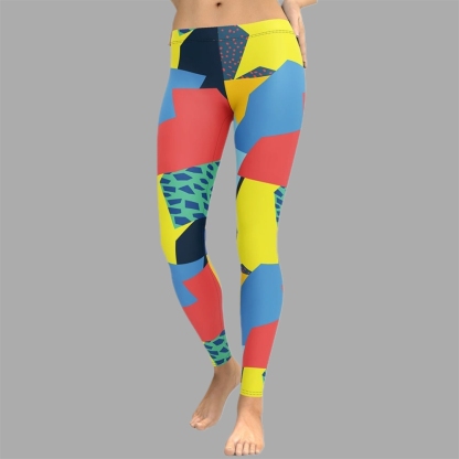 90S Color Block lady Compression Legging