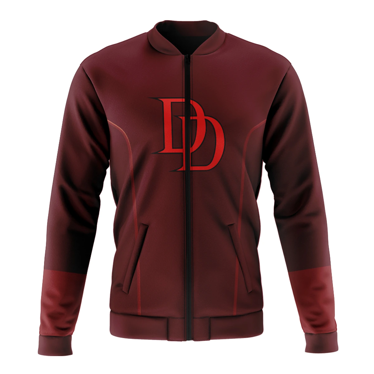 Burgundy custom bomber jacket design example