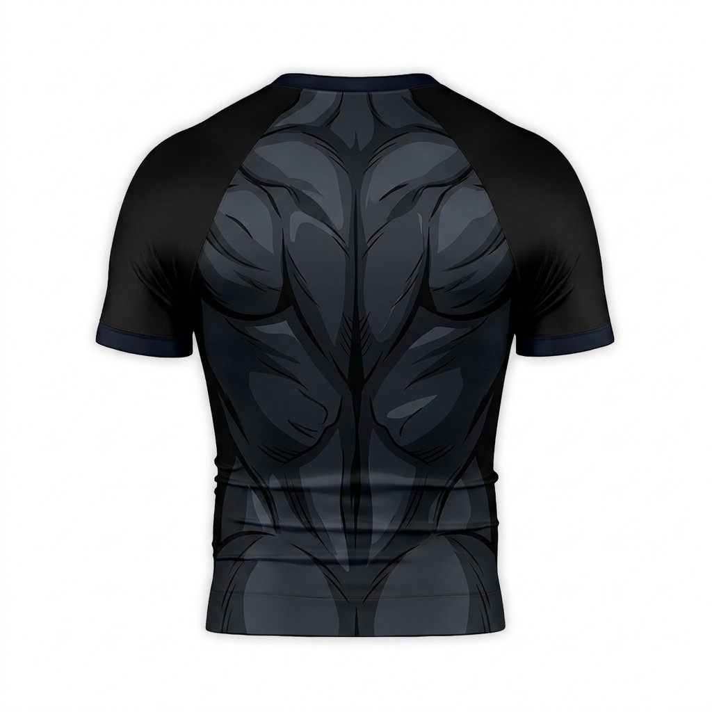 Conner Kent Superboy Superhero Kinetic Mesh Motion Lines Crimson Black Short Sleeve Compression Shirt