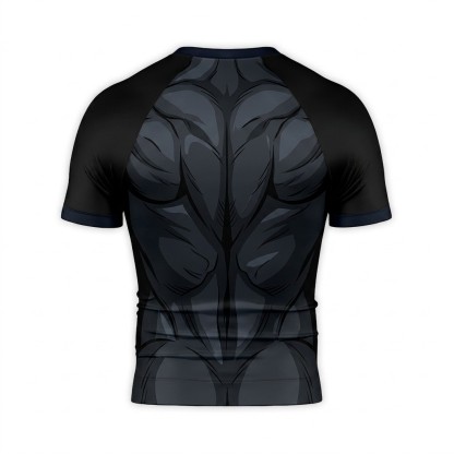 Conner Kent Superboy Superhero Kinetic Mesh Motion Lines Crimson Black Short Sleeve Compression Shirt