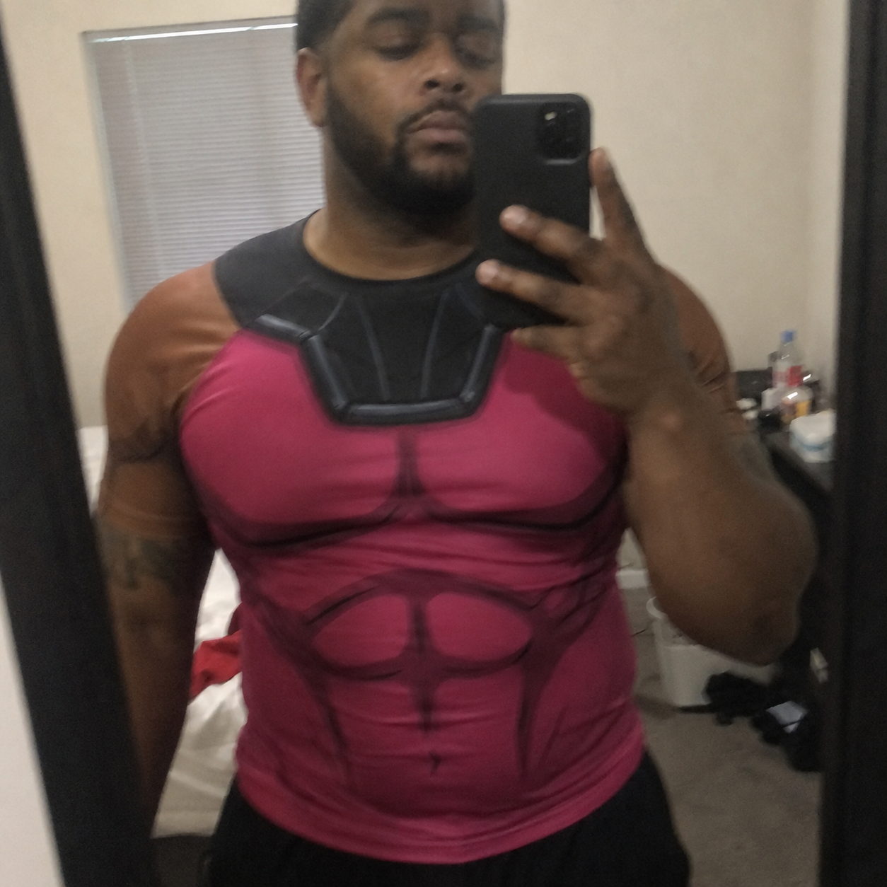 Remy LeBeau X Men gambit Superhero Plasma Weave Asymmetrical Slashes Pink And Black Short Sleeve Compression Shirt