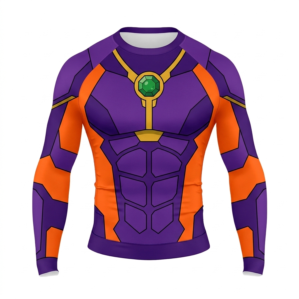 Koriandr Teen Titans Starfire Superhero Solar Flare Radiant Curves Purple Orange Long Sleeve Compression Shirt