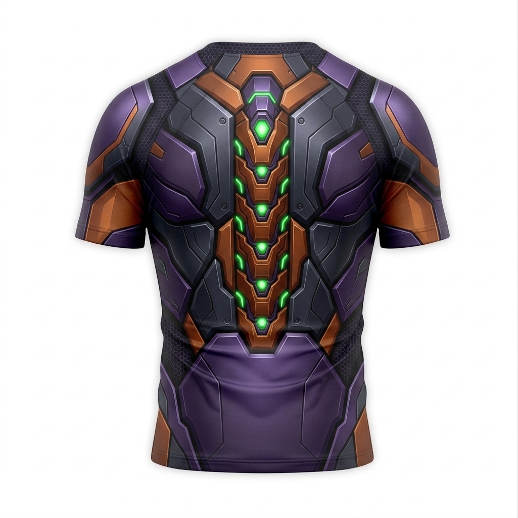 Koriandr Starfire Superhero Mecha Core Precision Curves Purple Black Short Sleeve Compression Shirt
