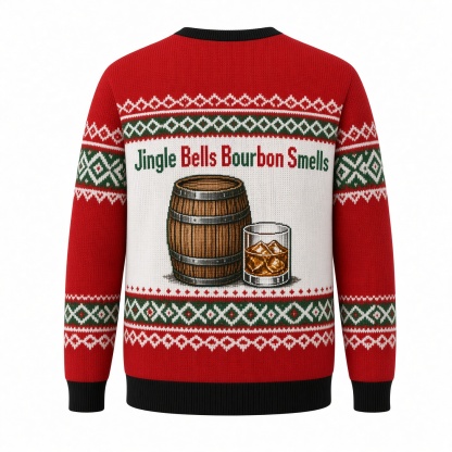 [popular-sweater:PX-01-01:back] Jingle Bells Bourbon Smells Ugly Christmas Sweatshirt - Back view