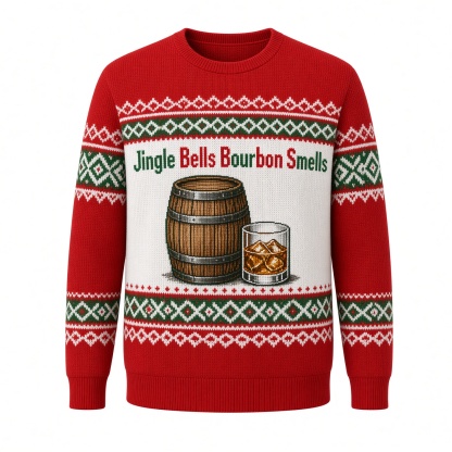 [popular-sweater:PX-01-01:front] Jingle Bells Bourbon Smells Ugly Christmas Sweatshirt - Front view