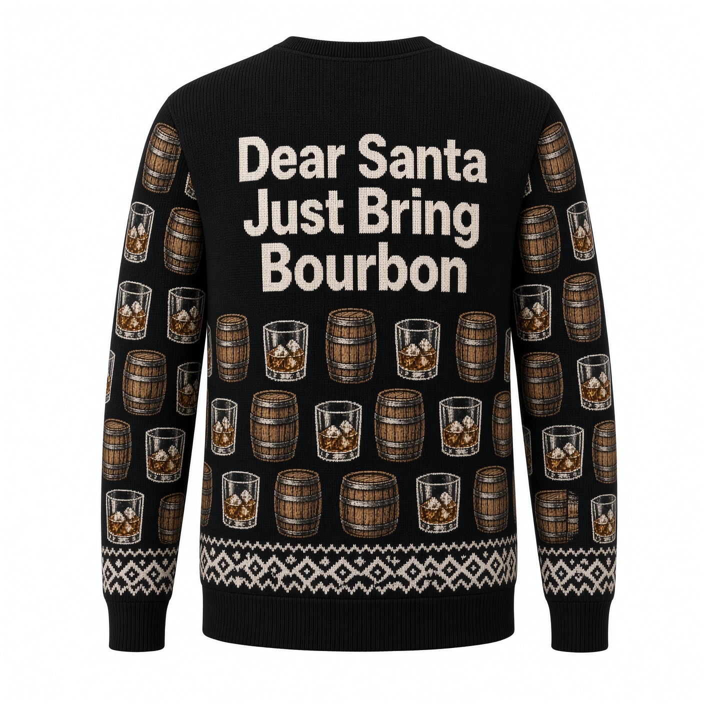 [popular-sweater:PX-01-02:back] Dear Santa Just Bring Bourbon Ugly Christmas Sweatshirt - Back view