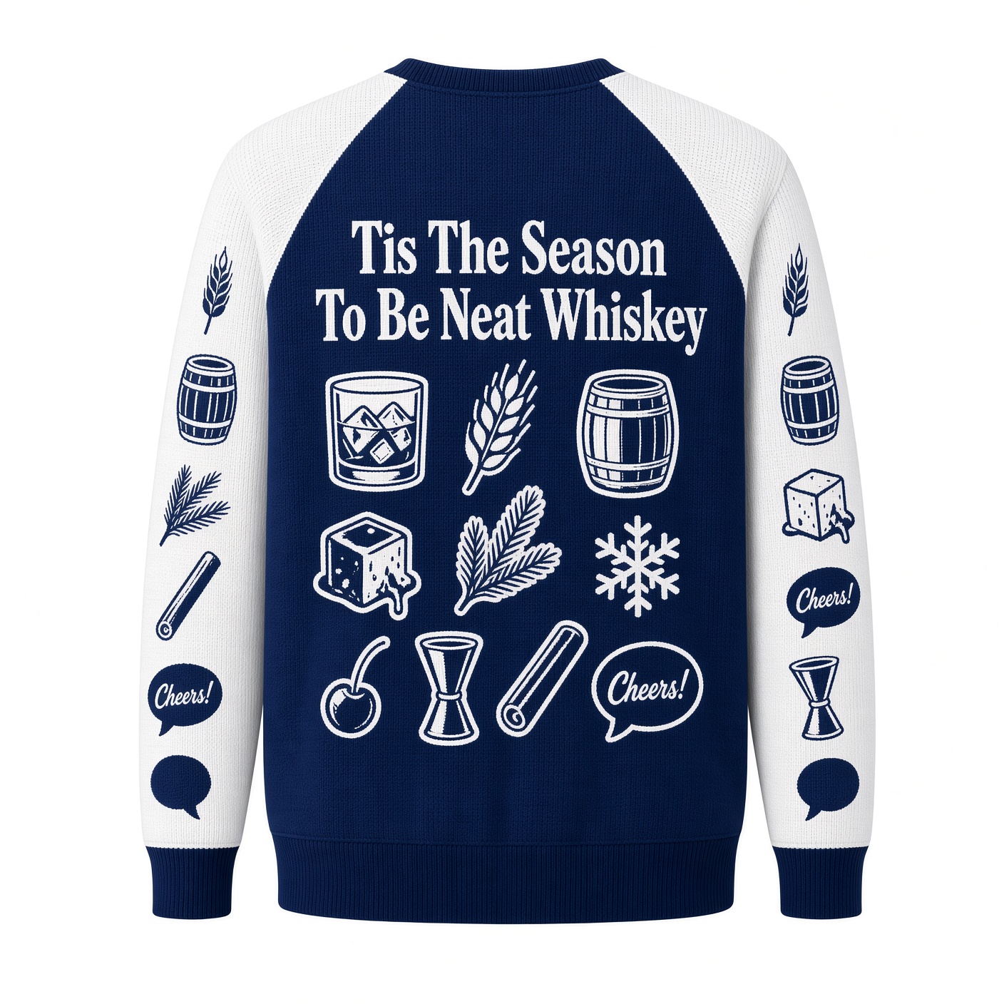 [popular-sweater:PX-01-03:back] Tis The Season To Be Neat Whiskey Ugly Christmas Sweatshirt - Back view