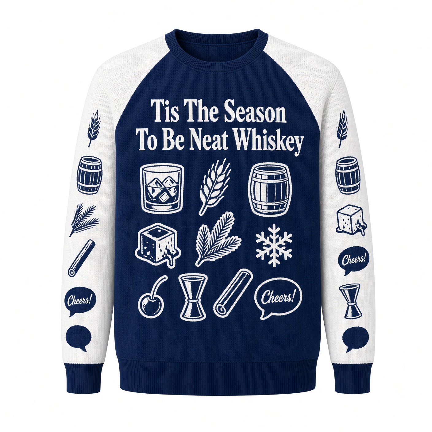 [popular-sweater:PX-01-03:front] Tis The Season To Be Neat Whiskey Ugly Christmas Sweatshirt - Front view