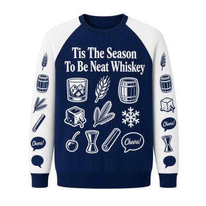 [popular-sweater:PX-01-03:front] Tis The Season To Be Neat Whiskey Ugly Christmas Sweatshirt - Front view