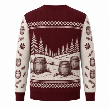 [popular-sweater:PX-01-04:back] Oak Barrel Bourbon Christmas Ugly Christmas Sweatshirt - Back view