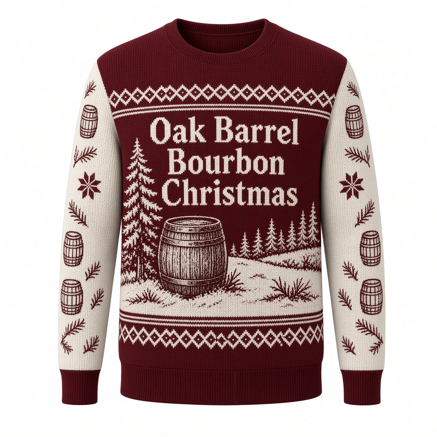 [popular-sweater:PX-01-04:front] Oak Barrel Bourbon Christmas Ugly Christmas Sweatshirt - Front view