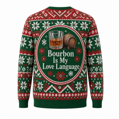 [popular-sweater:PX-01-05:back] Bourbon Is My Love Language Ugly Christmas Sweatshirt - Back view