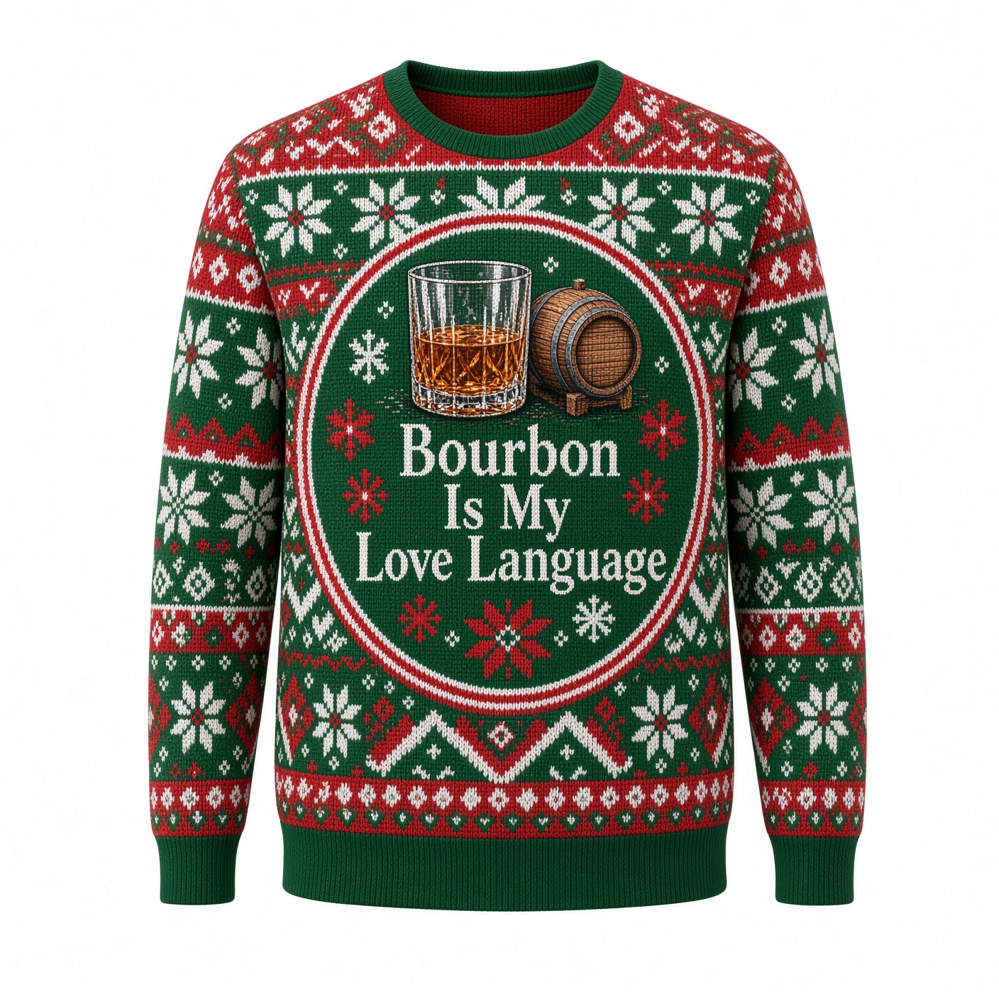 [popular-sweater:PX-01-05:front] Bourbon Is My Love Language Ugly Christmas Sweatshirt - Front view