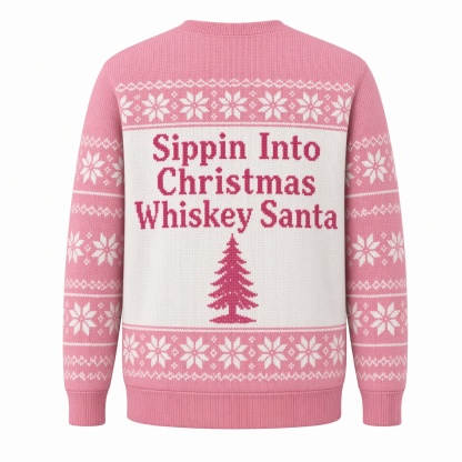 [popular-sweater:PX-01-06:back] Sippin Into Christmas Whiskey Santa Ugly Christmas Sweatshirt - Back view