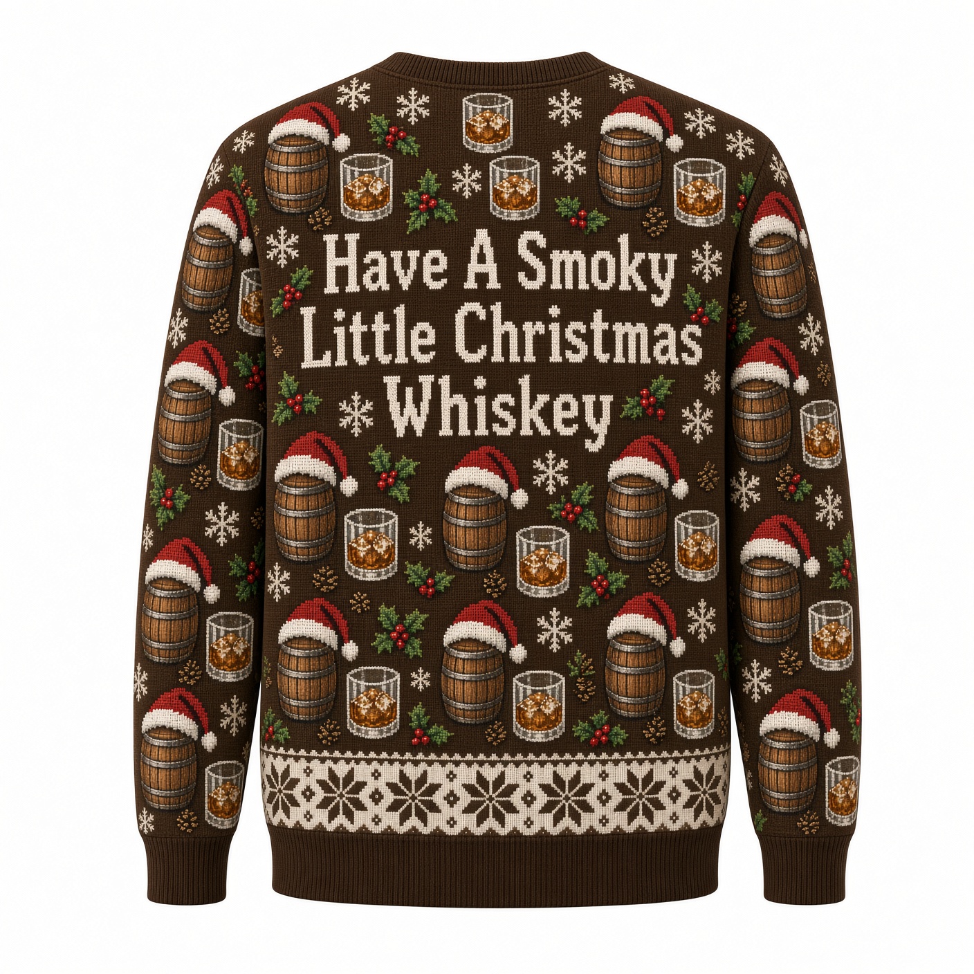 [popular-sweater:PX-01-07:back] Have A Smoky Little Christmas Whiskey Ugly Christmas Sweatshirt - Back view