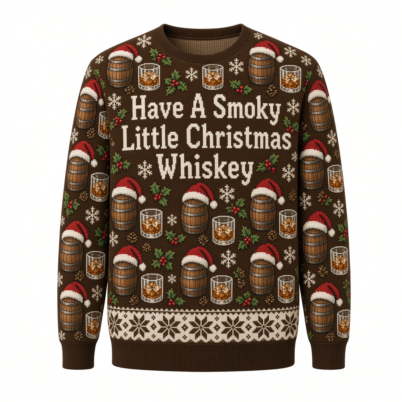 [popular-sweater:PX-01-07:front] Have A Smoky Little Christmas Whiskey Ugly Christmas Sweatshirt - Front view