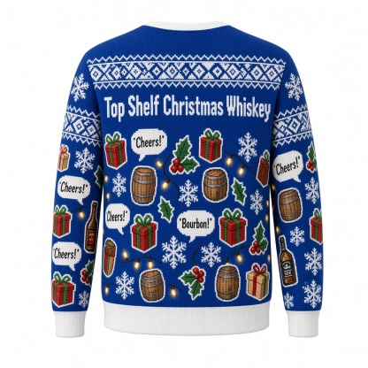 [popular-sweater:PX-01-08:back] Top Shelf Christmas Whiskey Ugly Christmas Sweatshirt - Back view