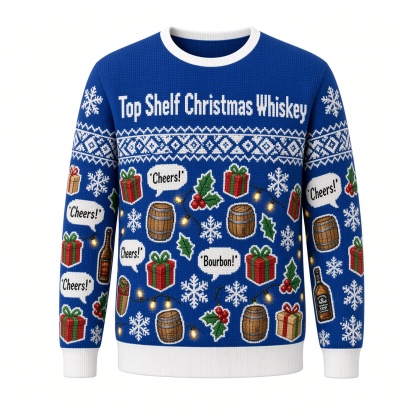 [popular-sweater:PX-01-08:front] Top Shelf Christmas Whiskey Ugly Christmas Sweatshirt - Front view