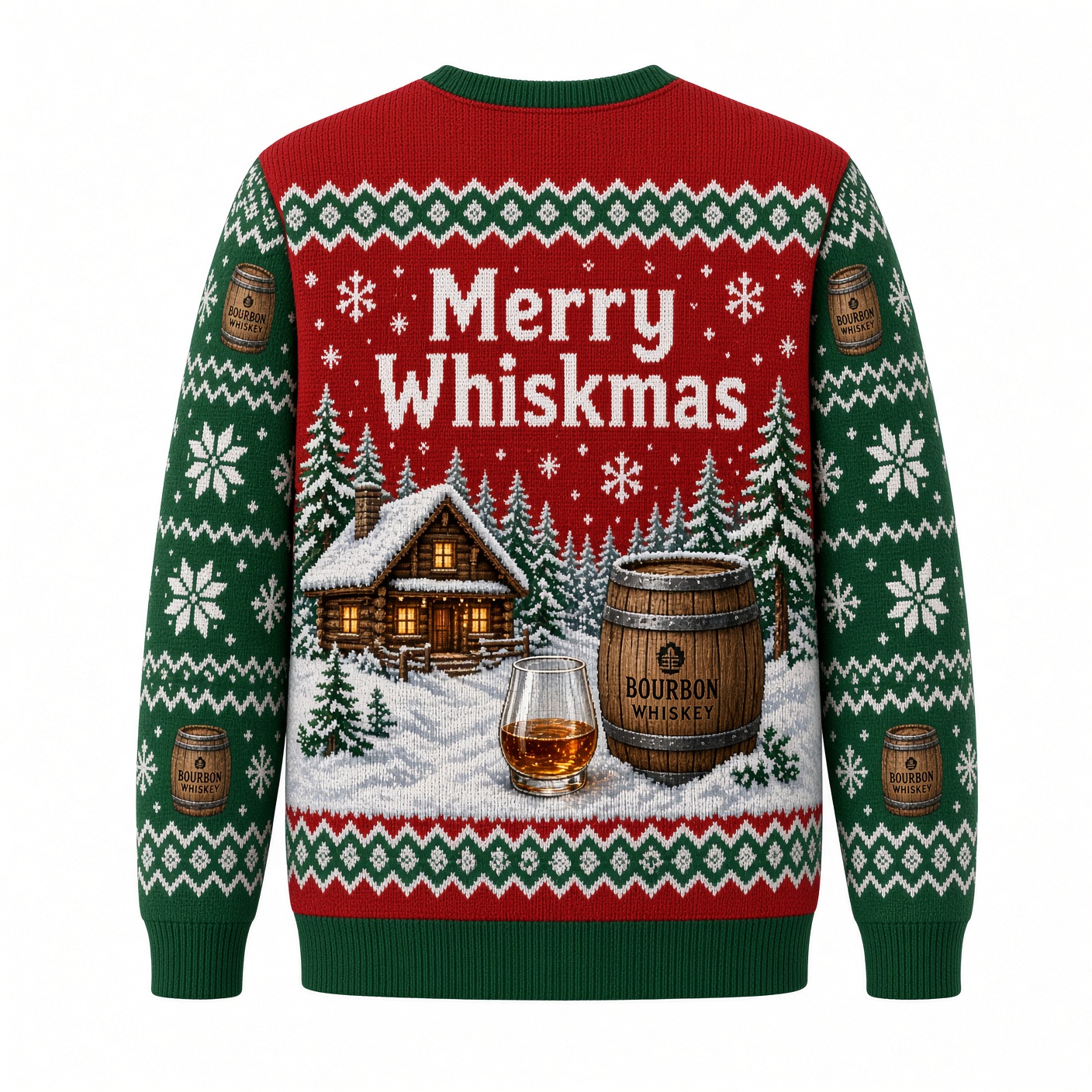 [popular-sweater:PX-01-09:back] Merry Whiskmas Ugly Christmas Sweatshirt - Back view