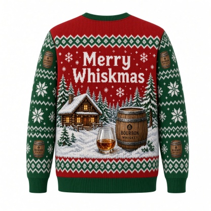 [popular-sweater:PX-01-09:back] Merry Whiskmas Ugly Christmas Sweatshirt - Back view